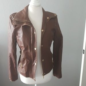 Brown wanna be leather jacket